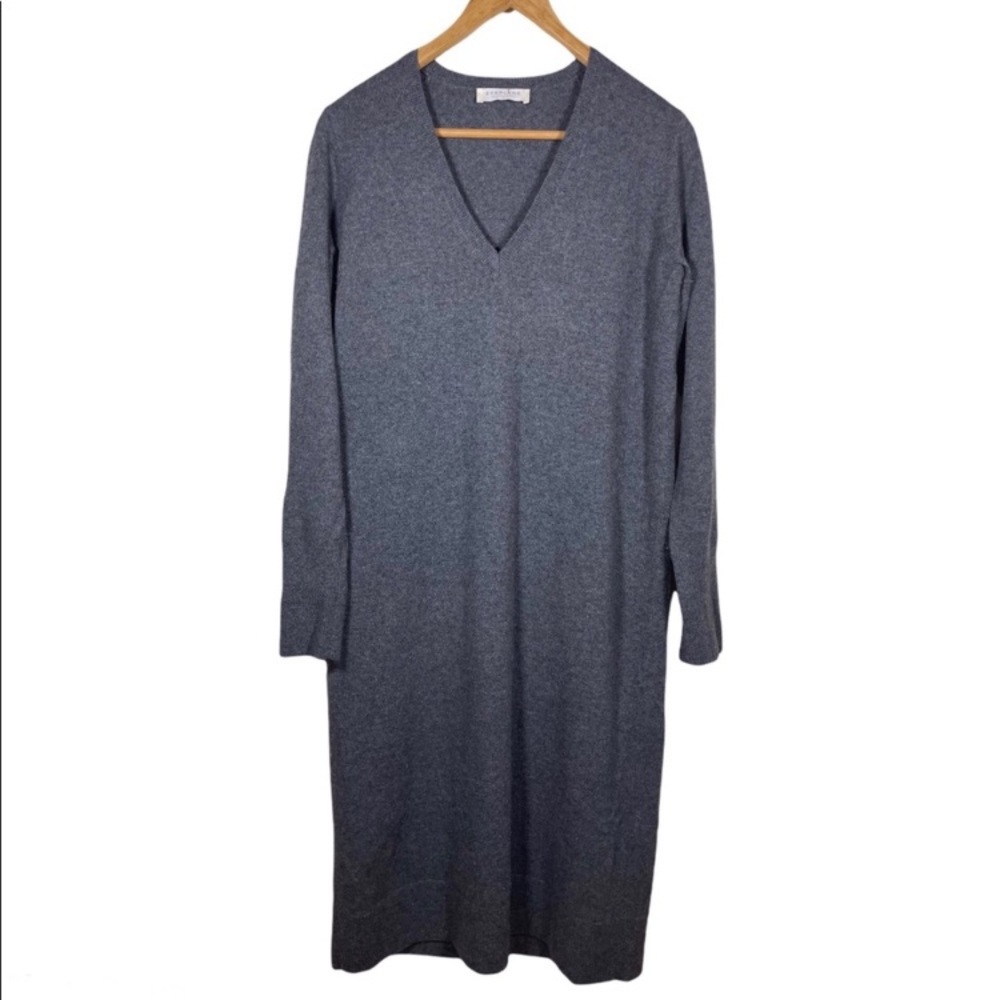 Everlane Grey V-Neck Cashmere Sweater Dress Size Medium